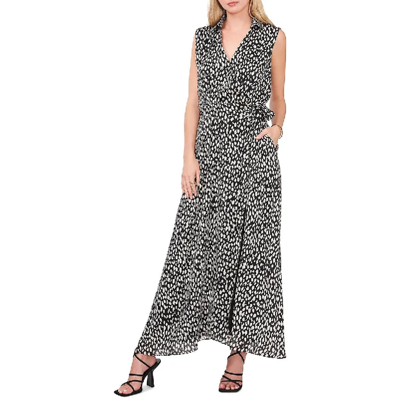 maxi dresses with rufflesVince Camuto Womens Polka-Dot Long Wrap Dress