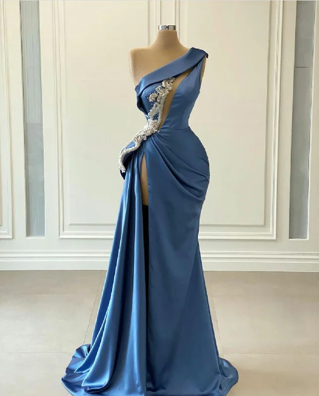 petite prom dressesblue prom dresses, pearls prom dresses, keyhole prom dresses, satin prom dresses, one shoulder prom dresses,   gh2054