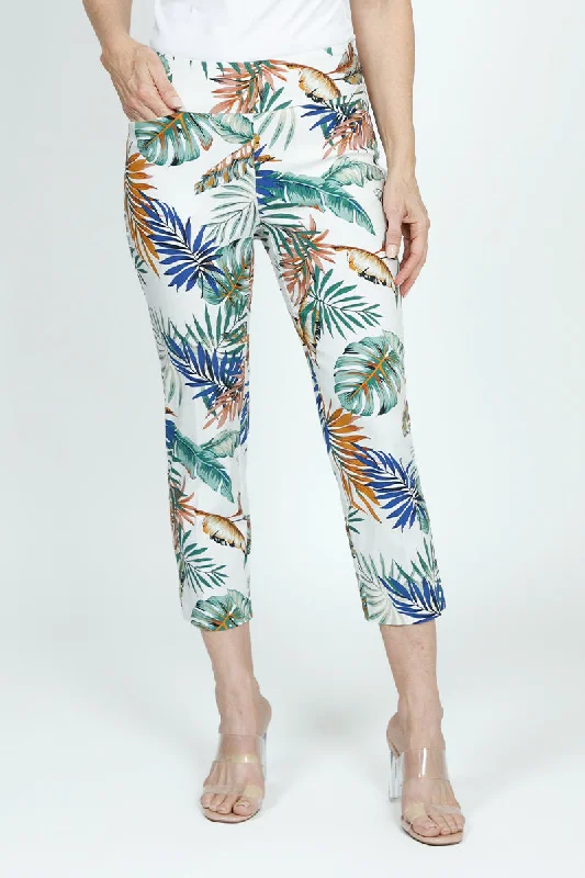 women's timeless pantsHolland Ave Tropical Leaves Crop with Pocket