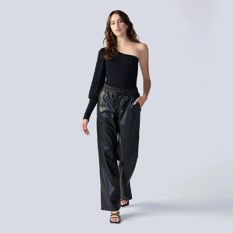 women's hot pantsMorgan Leather Like Pant (Black Night)