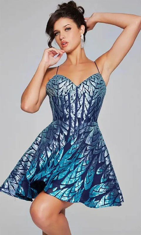 Sleeveless Dress With BeltJovani 39928 - Sleeveless Sequin Cocktail Dress