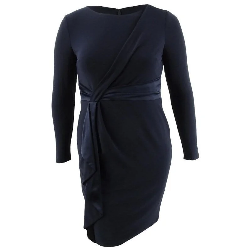 maxi dresses with adjustable strapsLauren Ralph Lauren Women's Satin-Trim Long-Sleeve Jersey Dress Navy Size 6