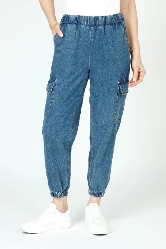 women's adventure pantsLolo Luxe Denim Jogger with Pockets