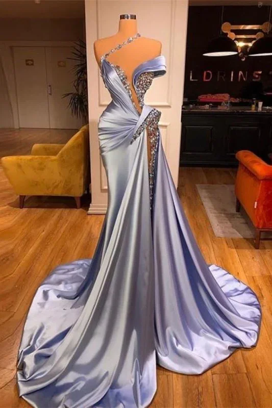 flowy prom dressesLavender Slit Beadings Off-the-Shoulder Long Mermaid Prom Dress  gh2055