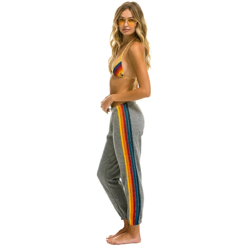 women's high-performance pants5 Stripe Sweatpant (Heather Grey)