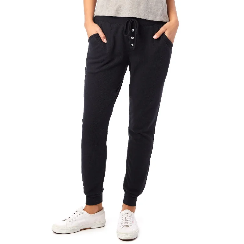 women's convertible pantsVintage Thermal Joggers (Black)