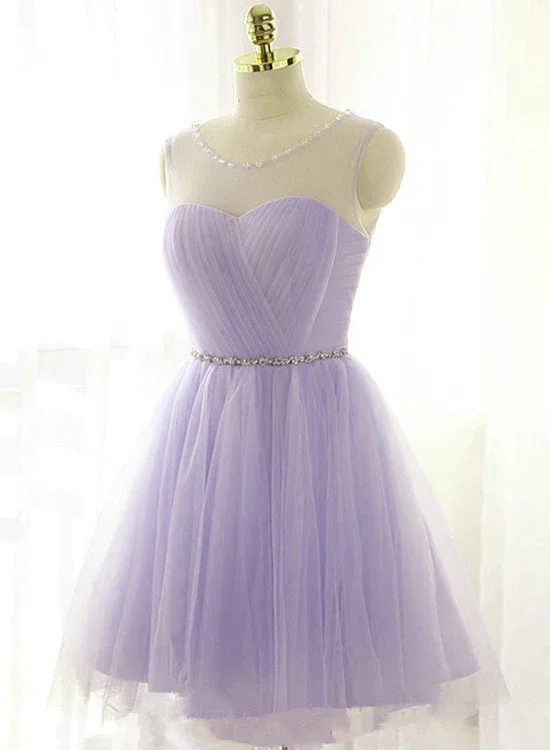 custom prom dressesCute Lavender Homecoming Dress With Belt, Lovely Short Prom Dress  gh510