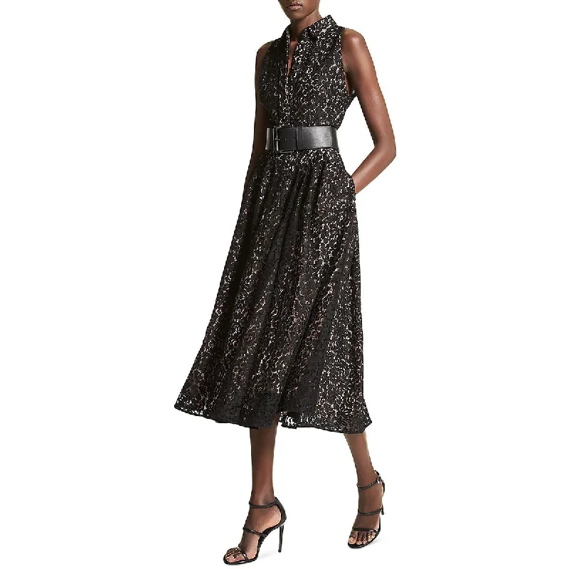 maxi dresses with beltsMichael Kors Womens Lace Long Shirtdress