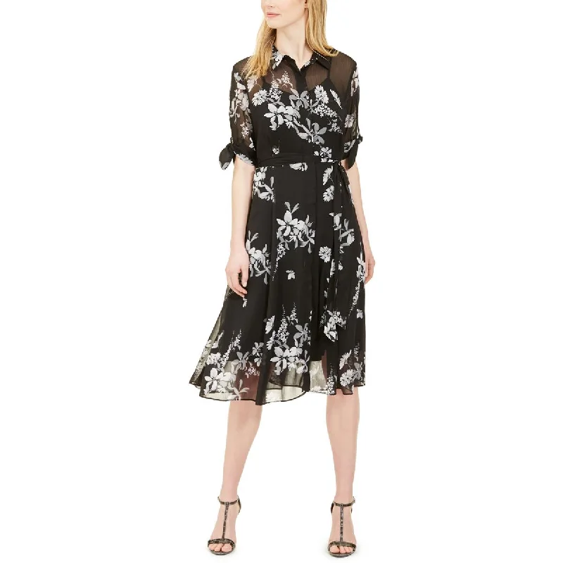 maxi dresses for womenCalvin Klein Womens Floral Long Shirtdress