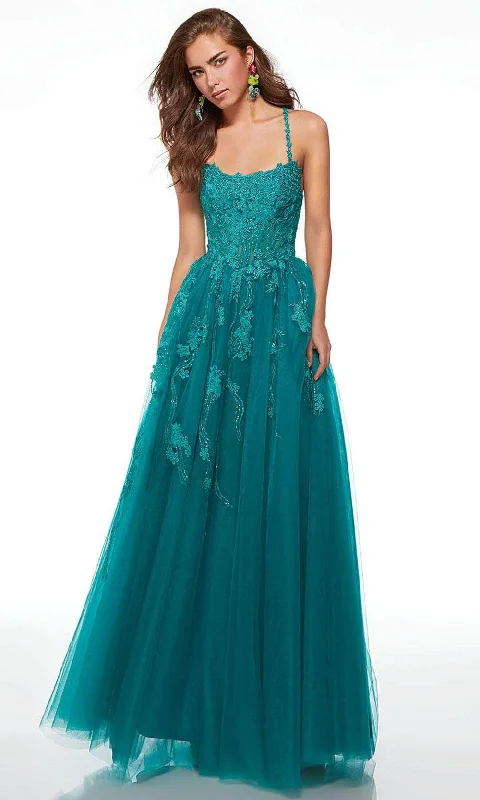 Sleeveless Dress With PeplumAlyce Paris 61541 - Floral Lace Applique Sleeveless Dress