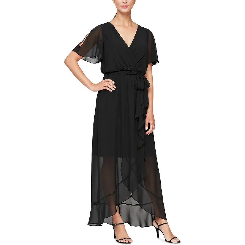 maxi dresses with pocketsSLNY Womens Belted Long Wrap Dress