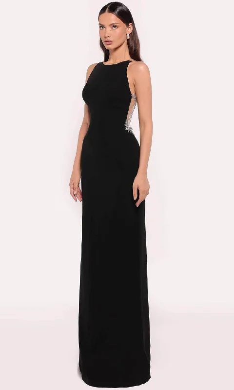 Sleeveless Dress In LinenTarik Ediz 98835 - Sleeveless Cutout Back Dress