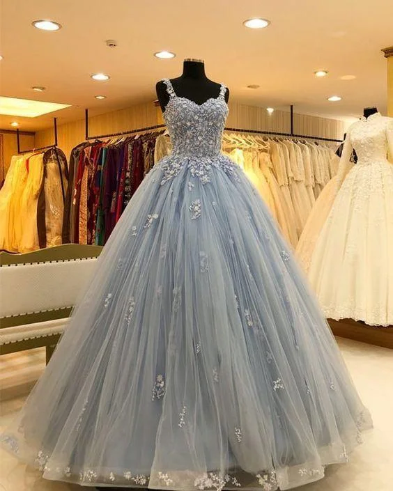 prom dresses for hourglass figuresGorgeous Beading Light Blue Ball Gown Prom Dress with Appliques  gh2199