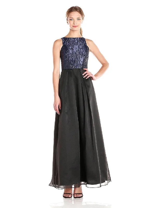 Sleeveless Dress With Long SkirtAidan Mattox - Sleeveless Metallic Jacquard A-line Dress 151A10900SC