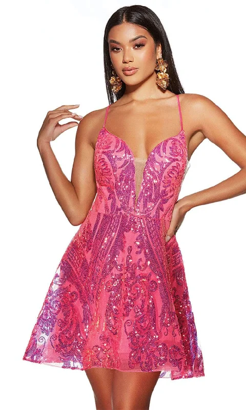 Sleeveless Dress With PatternsAlyce Paris 3775 - Sequin  Sleeveless Cocktail Dress