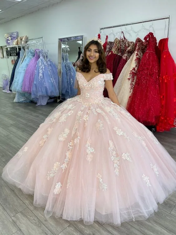 backless prom dressesPink Ball Gown Prom Dresses Formal Dresses gh1883