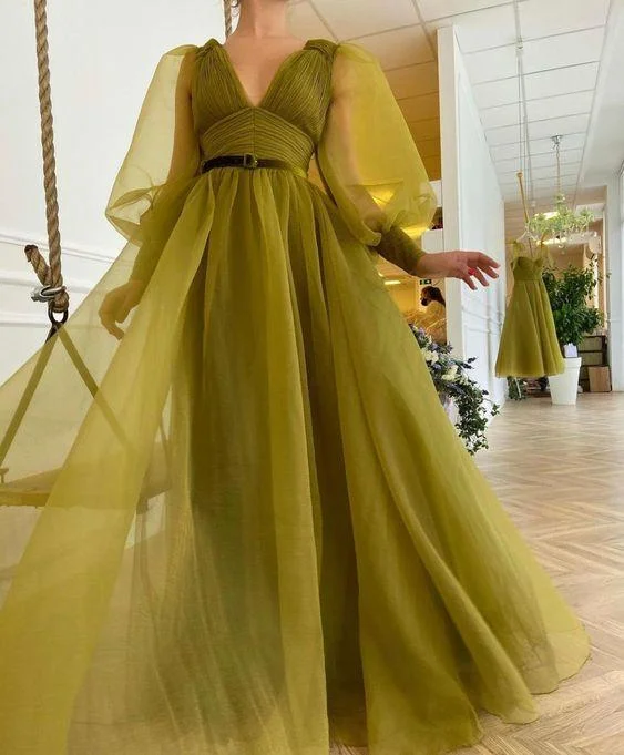 vintage prom dressesv neck long Prom Dresses, Sweet Prom Gowns  gh2111