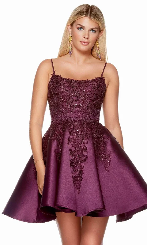 affordable luxury party dressesAlyce Paris 3164 - Lace Applique Mikado Homecoming Dress