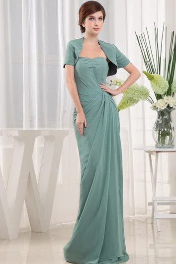 maxi dresses with mermaid silhouettesSweetheart Long Chiffon Bolero and Dress With Central Ruching