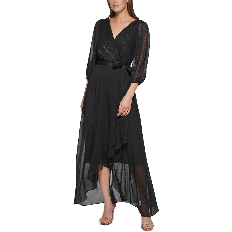 maxi dresses for plus sizeDKNY Womens Metallic Long Wrap Dress