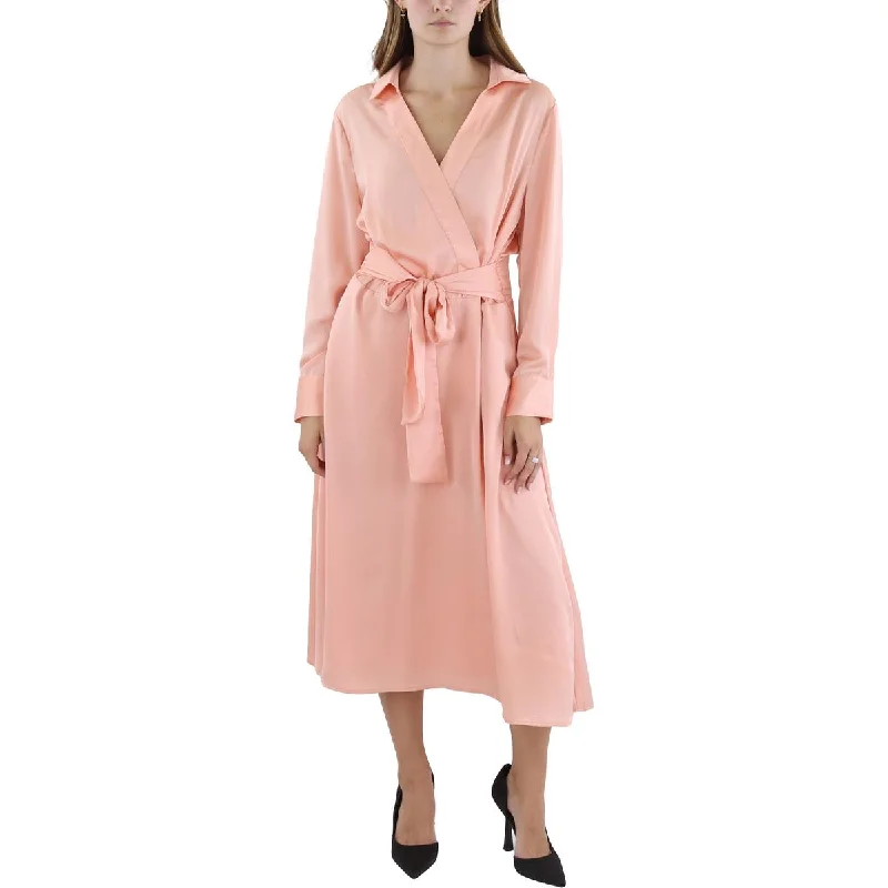 satin maxi dressesTahari ASL Womens   Surplice Long Shirtdress