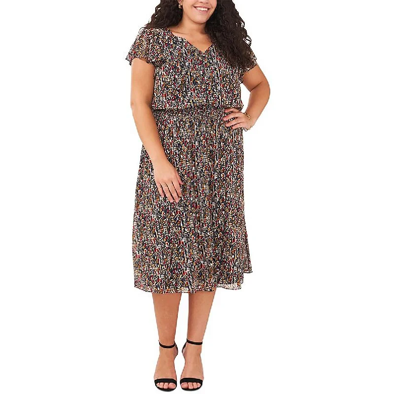 maxi dresses with short sleevesMSK Womens Plus Printed Long Fit & Flare Dress