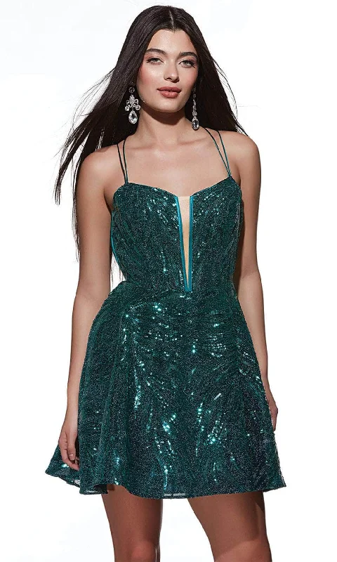 Sleeveless Dress With ChecksAlyce Paris 3783 - Sleeveless Sequined Cocktail Dress