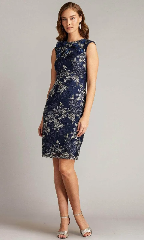 Sleeveless Dress With Cross-Back StrapsTadashi Shoji CGU24890M - Sleeveless Floral Cocktail Dress