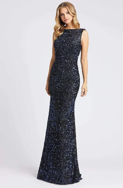 Sleeveless Dress With Mermaid TailIeena Duggal 26331I - Sequined Sleeveless Dress