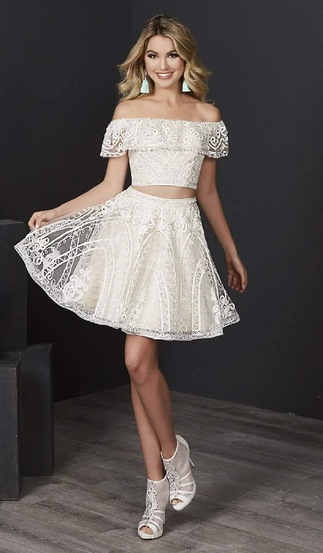 empire waist party dressesTiffany Homecoming - 27200SC Strapless Lace Appliqued Dress