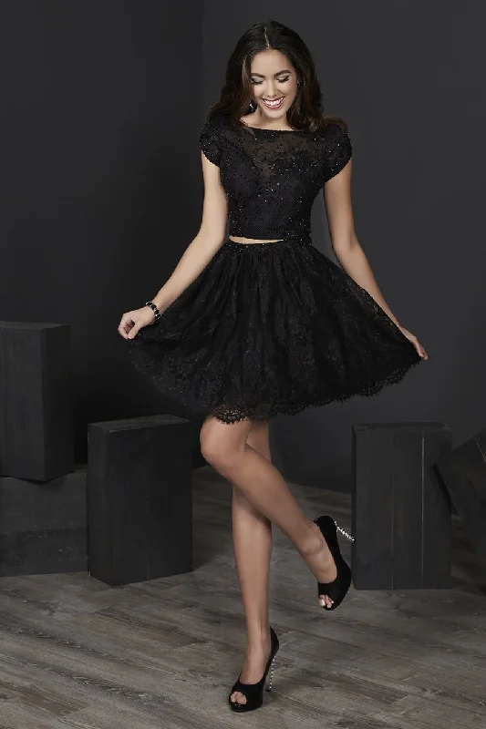 flutter-sleeve party dressesTiffany Homecoming - 27245SC Illusion Bateau Two-Piece Dress