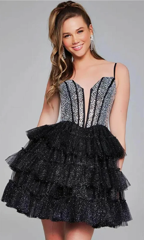 Sleeveless Dress With Polka DotsJovani 42457 - Sleeveless Sequin Cocktail Dress