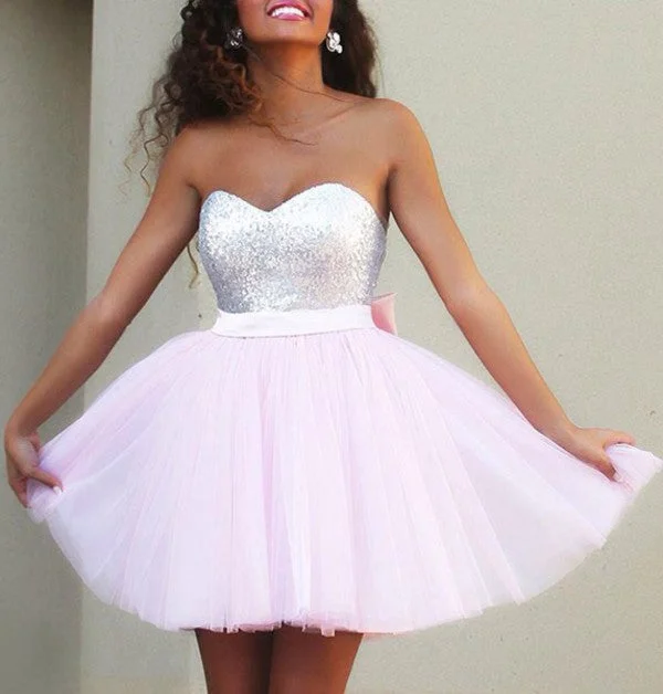 prom dresses for winterPink sweetheart short prom dress,graduation dresses  7118