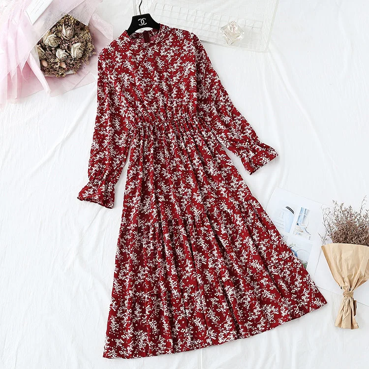 cotton maxi dressesA French minority retro long skirt with a big dress and a fairy  2477