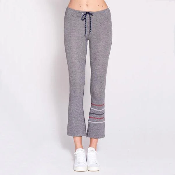 women's button-fly pantsEmbroidered Stripe Flare Pant (Heather Grey)