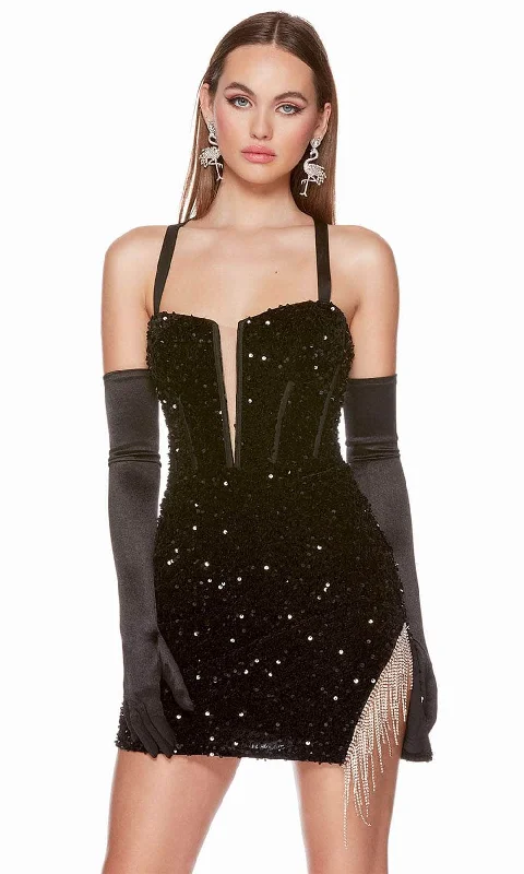 metallic party dressesAlyce Paris 4795 - Tank Straps Homecoming Dress