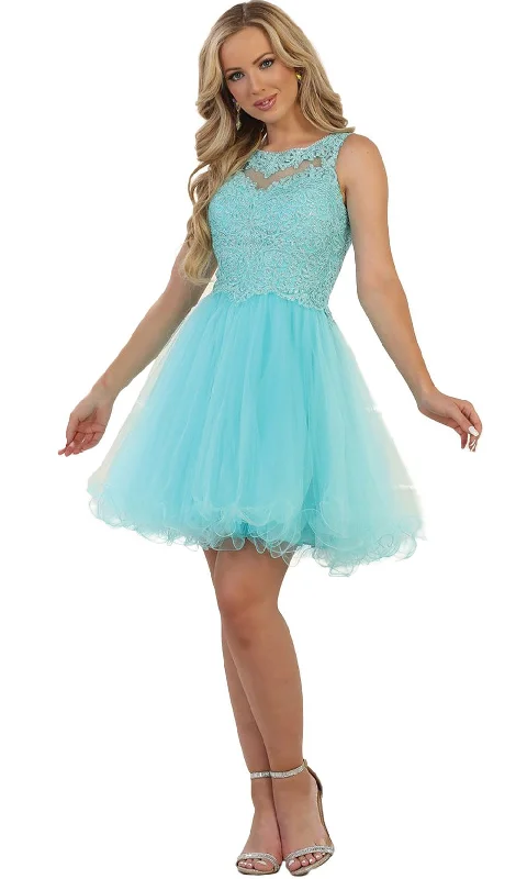 stretchy party dressesMay Queen MQ1510SC Fit and Flare Tulle Homecoming Dress