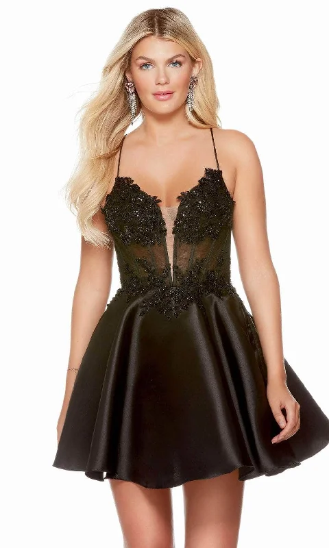 budget-friendly party dressesAlyce Paris 3170 - Embellished Sheer Corset Homecoming Dress