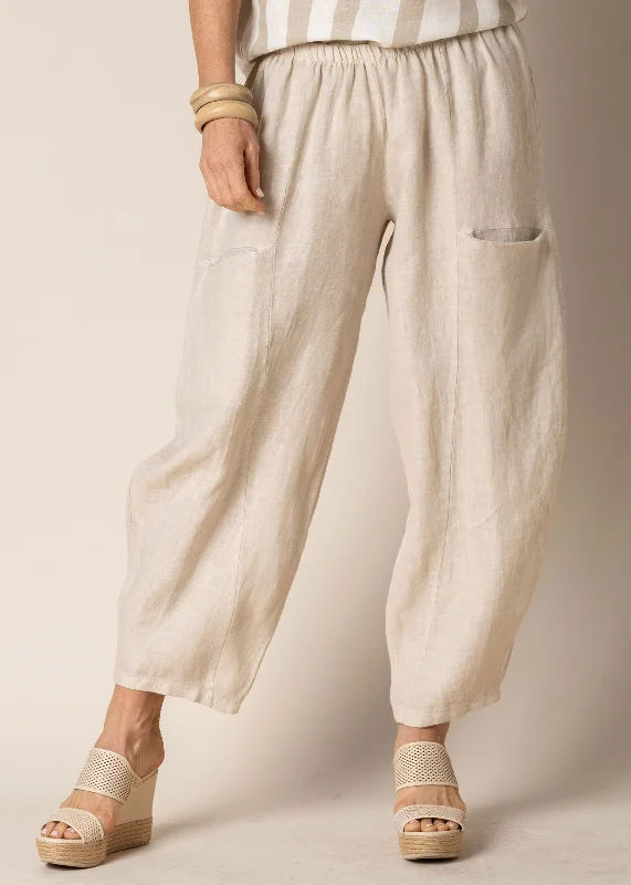 women's running pantsFlorencia Linen Pants in Latte