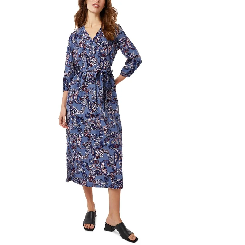 maxi dresses with built-in brasJones New York Womens Paisley Long Shift Dress