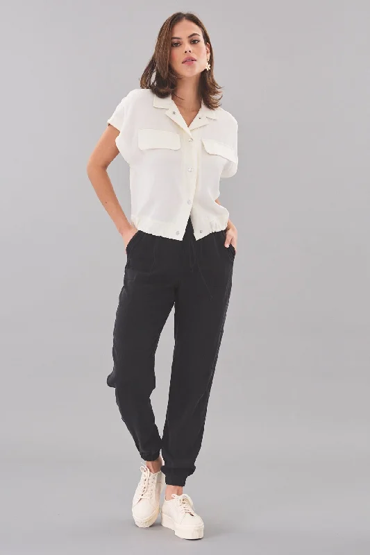 women's wide-leg pantsStretch Linen Twill Jogger