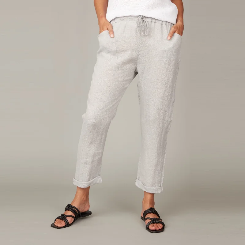 women's capri pantsStraight Leg Drawstring Linen Pant (Pebble)