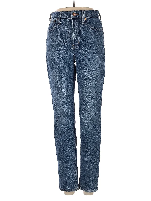 women's denim jeans for travelMid-Rise Straight-leg Jeans in Medium Wash