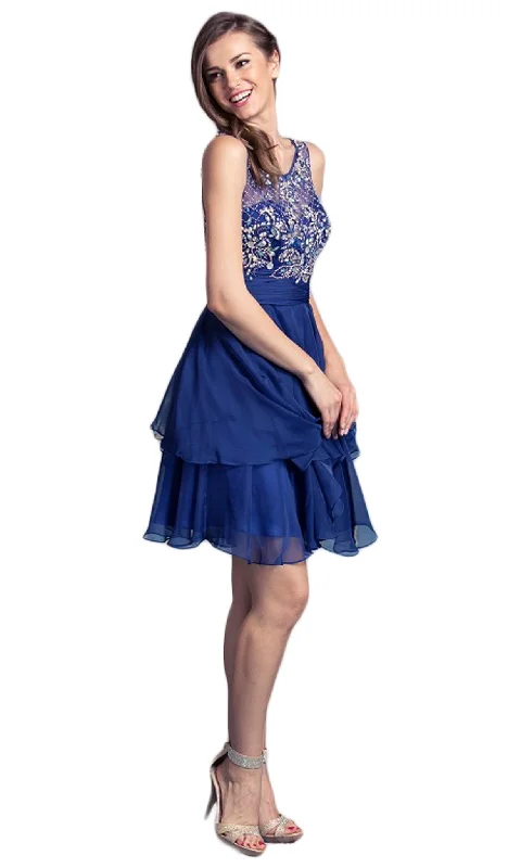 satin party dressesAspeed Design - Dazzling Tiered A-line Homecoming Dress