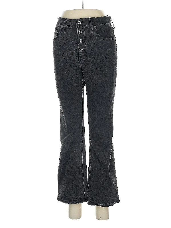 women's grey denim jeansHigh-Rise Bootleg Jeans in Dark Wash