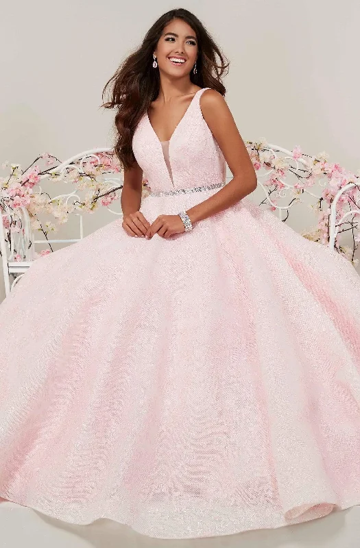 Formal Dress for Bar MitzvahsTiffany Designs - 16325 Floral Plunging V-Neck Ballgown