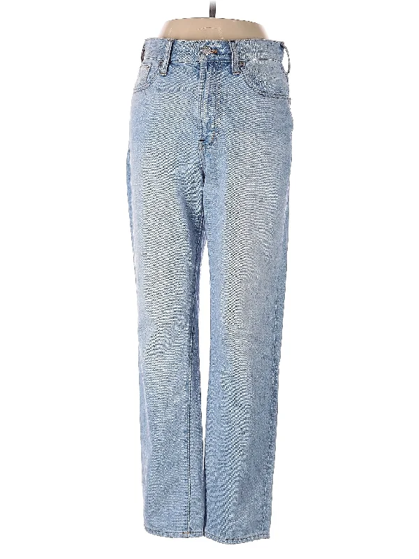 women's denim jeans with leather patchesMid-Rise Straight-leg Jeans in Light Wash