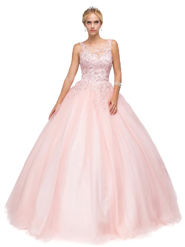 Formal Dress for Film PremieresDancing Queen Bridal - 1142 Sheer and Sparkling Sleeveless Ball Gown