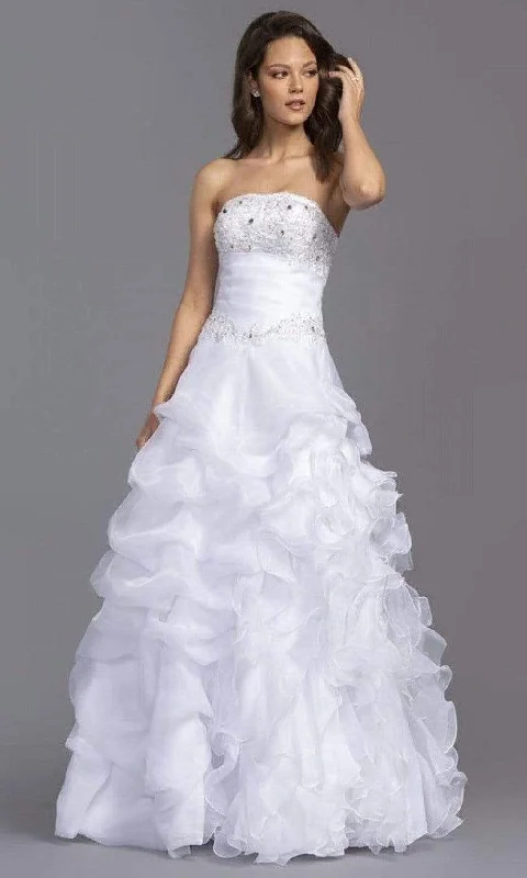 Formal Dress for Garden WeddingsAspeed Bridal - LH040 Strapless Ruffled A-Line Bridal Gown