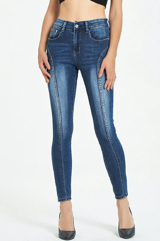 women's cropped denim jeansSide Stripe Cropped Skinny Jeans